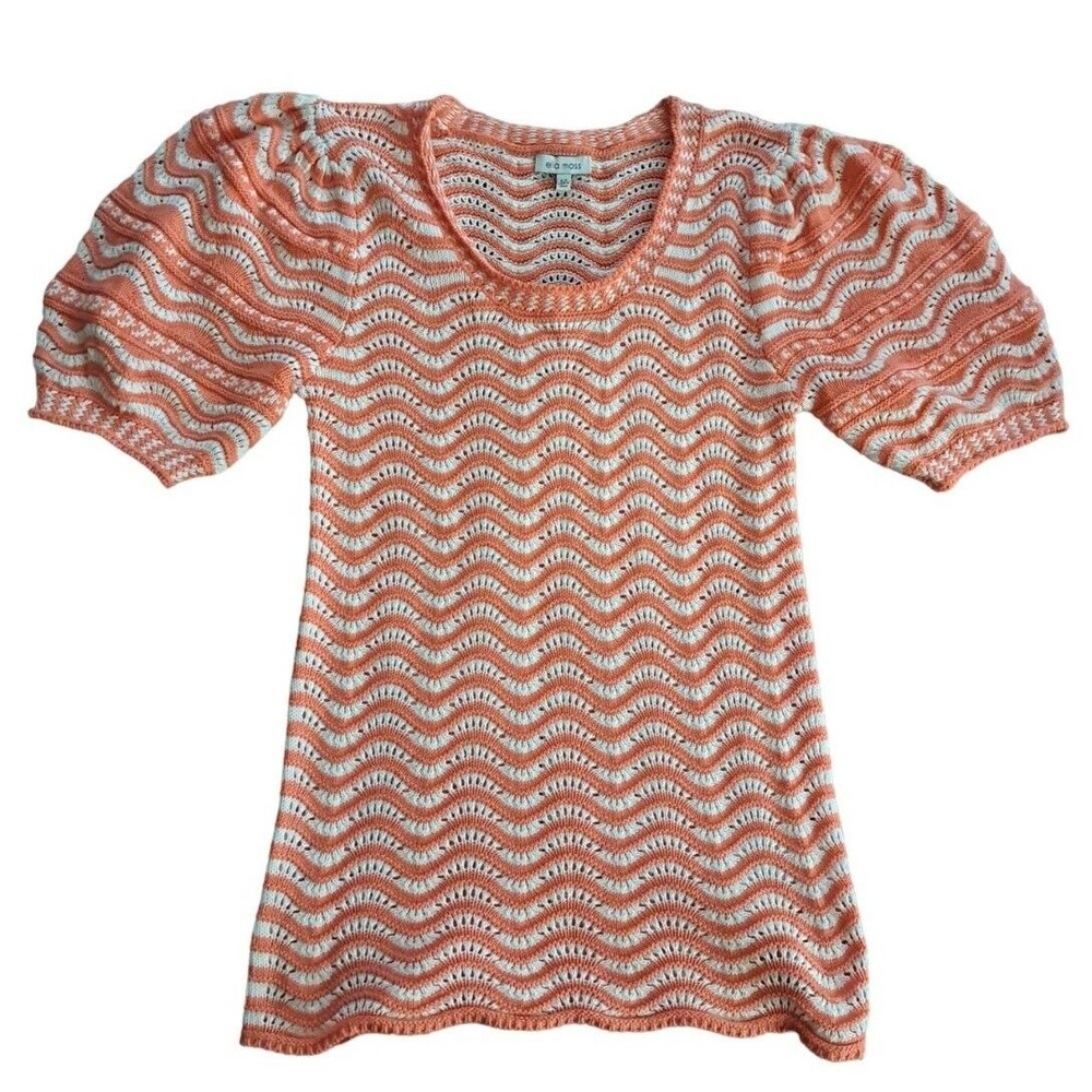 Ella Moss Women's M Chelsea Puffed Short Sleeve Sweater Top - Picture 2 of 7